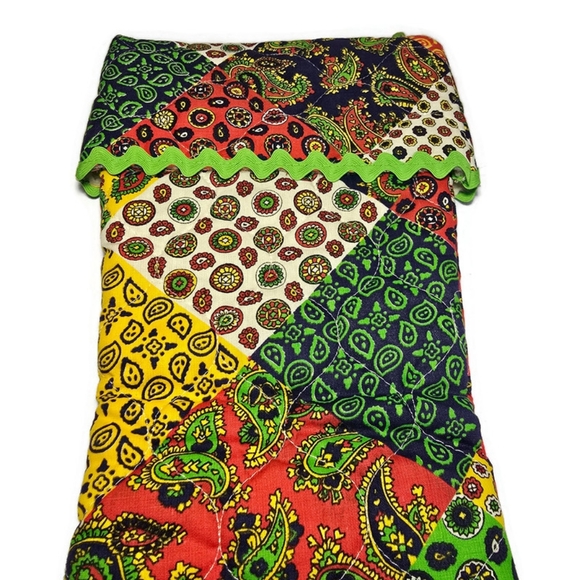 Vintage Patchwork Quilted Christmas Stocking 17" Calico Pattern - Picture 3 of 7